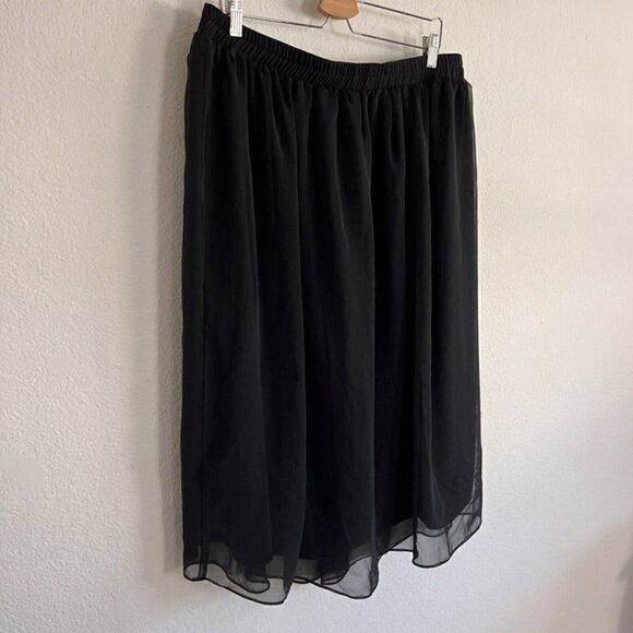 Teddi 90s Vintage Women Plus Size 24W Black Layered Midi Skirt Peasant Boho - Picture 7 of 11